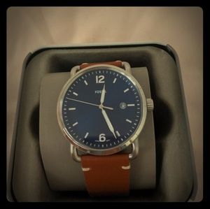 Fossil Brown Leather watch with navy face